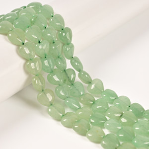 Aventurine, Green, Natural, Puffy Heart, One 10mm Strand