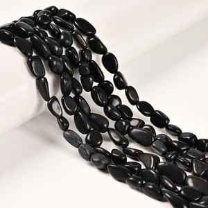 Shungite, Natural, Smooth, Nuggets, Varied Sizes, One 8-10mm Strand