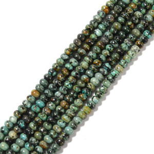 African Turquoise, Jasper, Dyed, Smooth Rondelle, One 6x4mm Strand