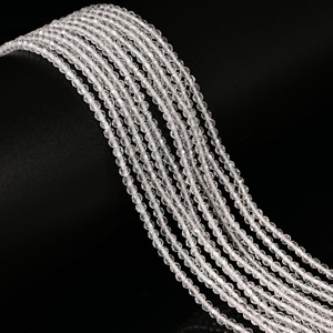 Crystal Quartz, Natural, Faceted Round, One 2mm Strand