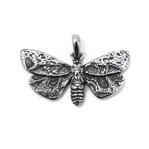 Moth, Stainless Steel, One Pendant, 29x48mm