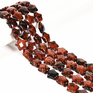 Obsidian, Mahogany, Natural, Smooth, Stars, One 15mm Strand