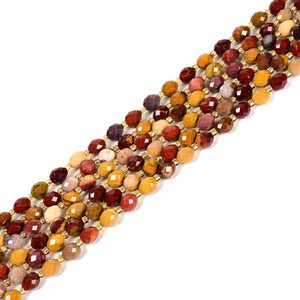 Mookaite Jasper, Natural, Faceted Rice Beads, One 8x6mm Strand