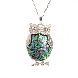 Abalone, Owl, One Pendant, 27x45mm