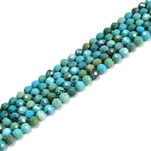 Turquoise, Chinese, Stabilized, Faceted Round, One 5mm Strand