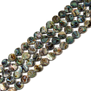 Abalone, Shell, Coin, One 12mm Strand