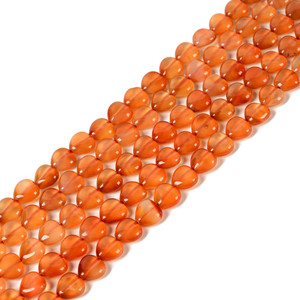 Carnelian, Heated, Puffy Heart, One 10mm Strand
