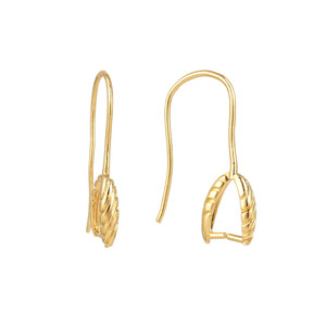 Ear Wires, Pinch Style, 27mm, 21 gauge, 18K Gold Plated over Copper, 10 PCS