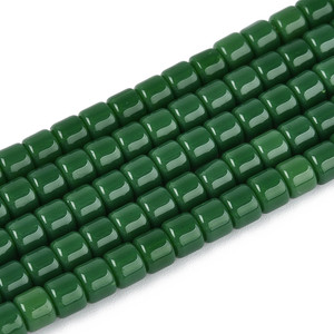 Glass Column, Opaque Green, One 4mm Strand, 14~15 inches