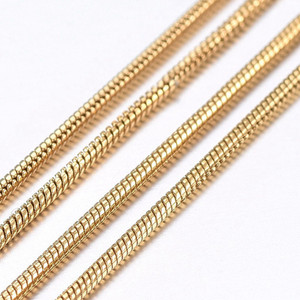 Stainless Steel Chain, Beading, 18K Gold Plated, 0.8mm, Round Snake Chain, 3.3 ft