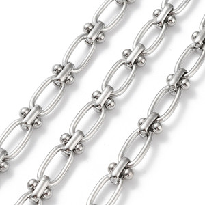 Stainless Steel Chain, 12x6mm, Oval & Knot Link, 3.3 ft.