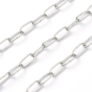 Stainless Steel Chain, 12x6mm, Paperclip, 3.3 ft.