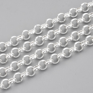 Stainless Steel Chain, Shiny, 6x2mm, Rolo/Belcher Link, 3.3 ft.