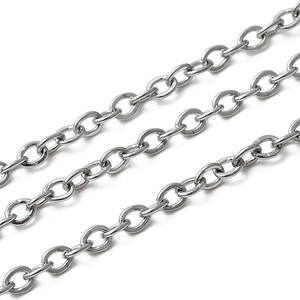 Stainless Steel Chain, 2.5x2mm, Flat Oval, 16 ft.