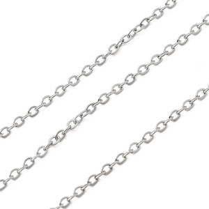 Stainless Steel Chain, 1.5x1mm, Flat Oval, 16 ft.