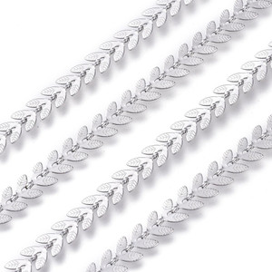 Stainless Steel Chain, 6.5mm, Cob Leaf, 3.3 ft.