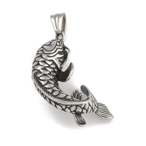 Carp Fish Pendant, Stainless Steel, 45x33x20mm