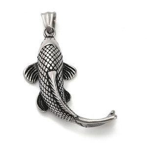 Koi Fish Pendant, Stainless Steel, 45x35x13mm