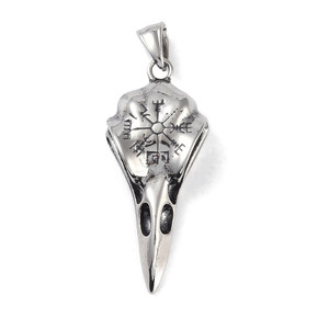 Crow Skull Pendant, Stainless Steel, 50x20mm