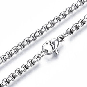Stainless Steel Chain Necklace, 2.5mm, Box Chain, 28 in.