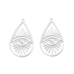 Stainless Steel, Cutout, Teardrop, 35x21mm, 2 PCS