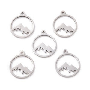 Stainless Steel, Cutout, Mountain, 17x15mm, 5 PCS
