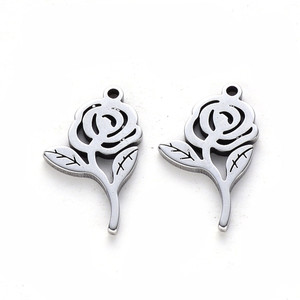Stainless Steel, Cutout, Rose, 16x9mm, 10 PCS