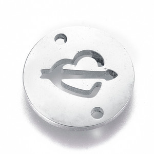 Stainless Steel, Cutout, Heart Connector, 12mm, 5 PCS