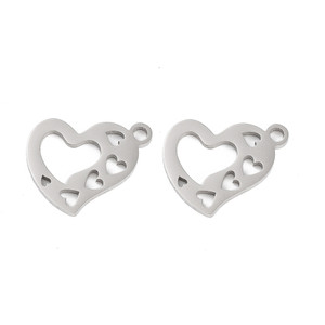 Stainless Steel, Cutout, Heart, 12X15mm, 5 PCS