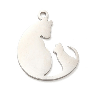 Stainless Steel, Cutout, Cat, 21x17mm, 3 PCS