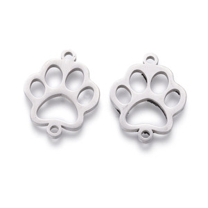 Stainless Steel, Cutout, Animal Paw, 20x16mm, 5 PCS