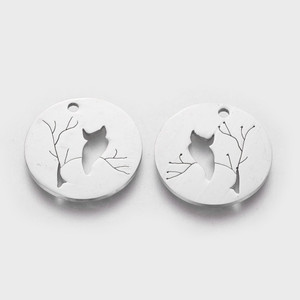 Stainless Steel, Cutout, Owl, 20mm, 4 PCS