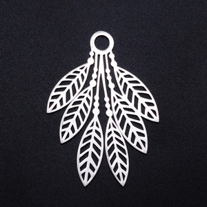 Stainless Steel, Cutout, Feathers, 49x36mm, 2 PCS