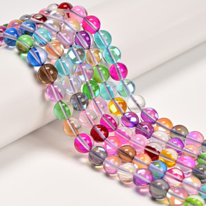 Glowing Glass, Rainbow, One 8mm Strand