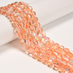 Glowing Glass, Peach, One 8mm Strand