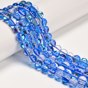 Glowing Glass, Blue, One 8mm Strand