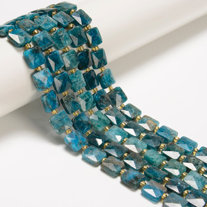 Apatite, Neon, Natural, Faceted Flat Square, 10mm