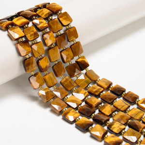 Tiger Eye, Natural, Faceted Flat Square, 10mm