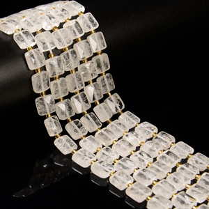 Crystal Quartz, Clear, Natural, Faceted Flat Square, One 10mm Strand