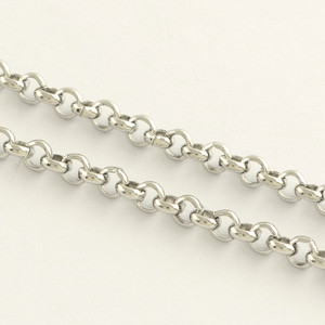 Stainless Steel Chain, Rolo/Belcher, 3x1mm, 16 ft.