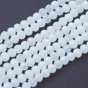 Opalite, Glass, Faceted Round, One 4mm Strand