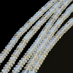 Opalite, Glass, Smooth Rondelle, One 6x4mm Strand