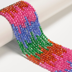 Cubic Zirconia, Multicolor, Dyed, Lab-Created, Faceted Round, One 3mm Strand