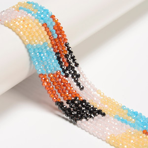 Cubic Zirconia, Multicolor, Dyed, Lab-Created, Faceted Round, One 3mm Strand