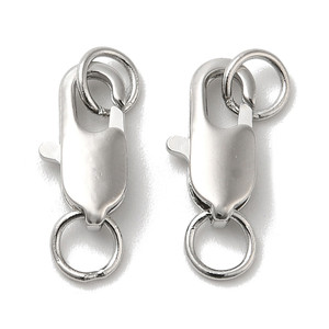 Lobster Claw Clasp, 12x6mm, Brass, Platinum Plated, 5 PCS
