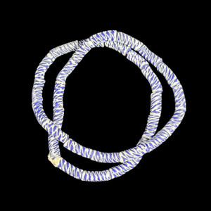 African Glass, Krobo, Blue & White, 32x10mm