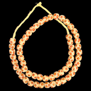 African Glass, Krobo, Round, Brown Spots, 12mm, 24in Strand