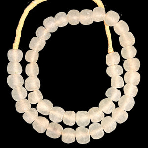 African Glass, Recycled, Crystal White, 15mm, 20in Strand