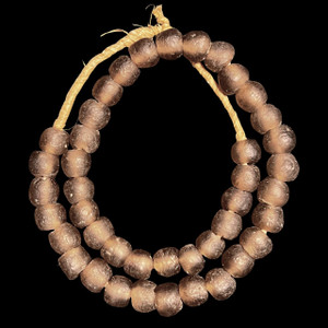 African Glass, Recycled, Brown, 15mm, 20in Strand