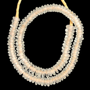 African Glass, Recycled, Rondelle, Clear, 12x4mm, 20in Strand